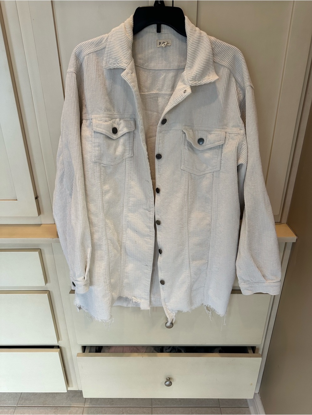 pistola Cream Corduroy Button-Front Shacket